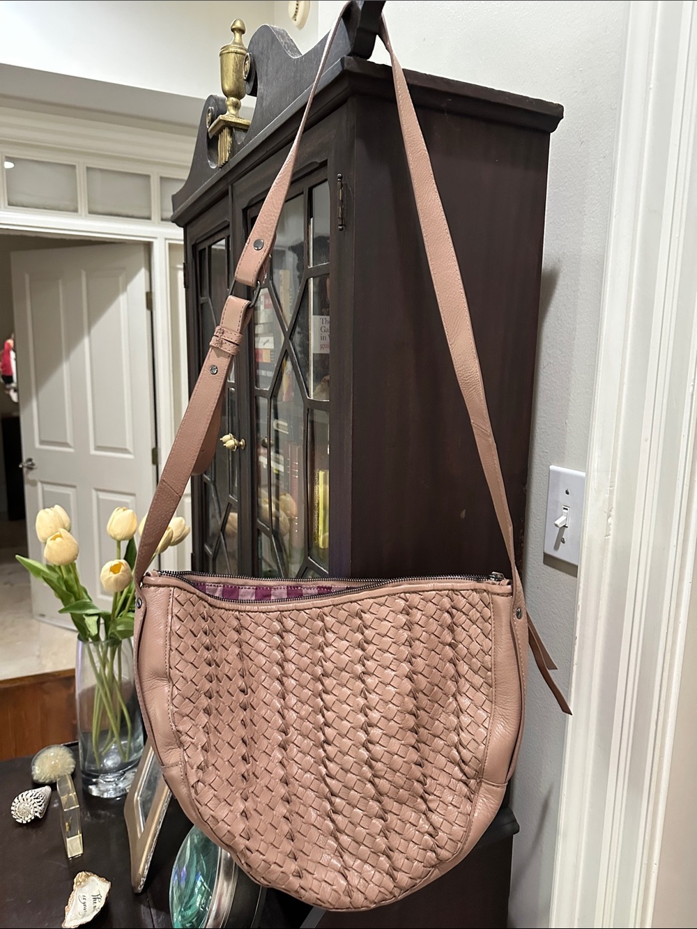 Kooba Dusty taupe Woven Leather Shoulder Bag